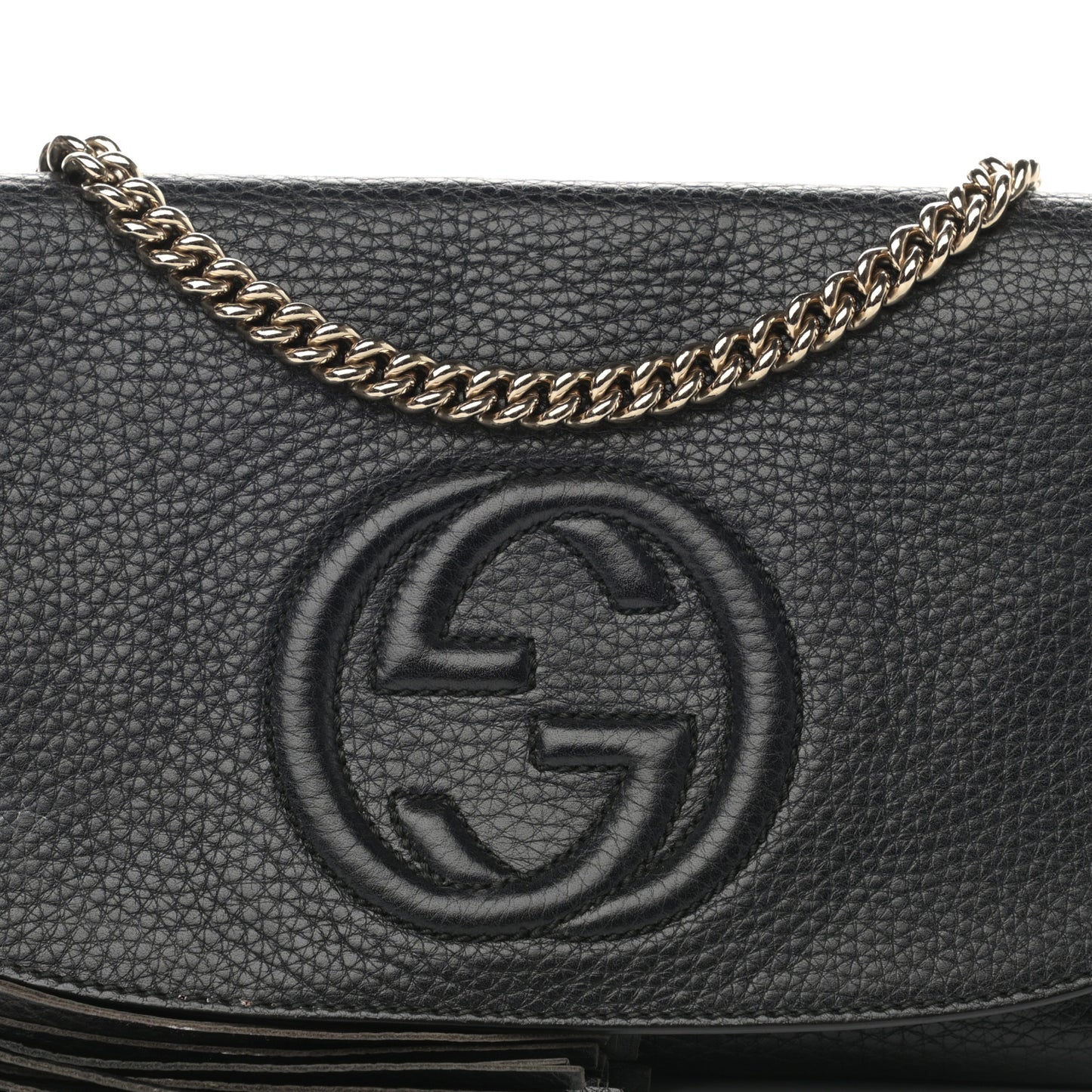 Pebbled Calfskin Medium Soho Flap Crossbody Black
