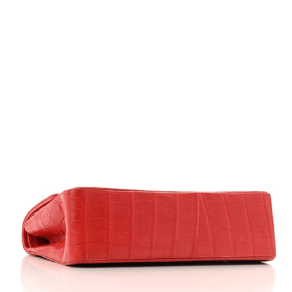 Chanel Matte Alligator Jumbo Double Flap Red 4 of 14