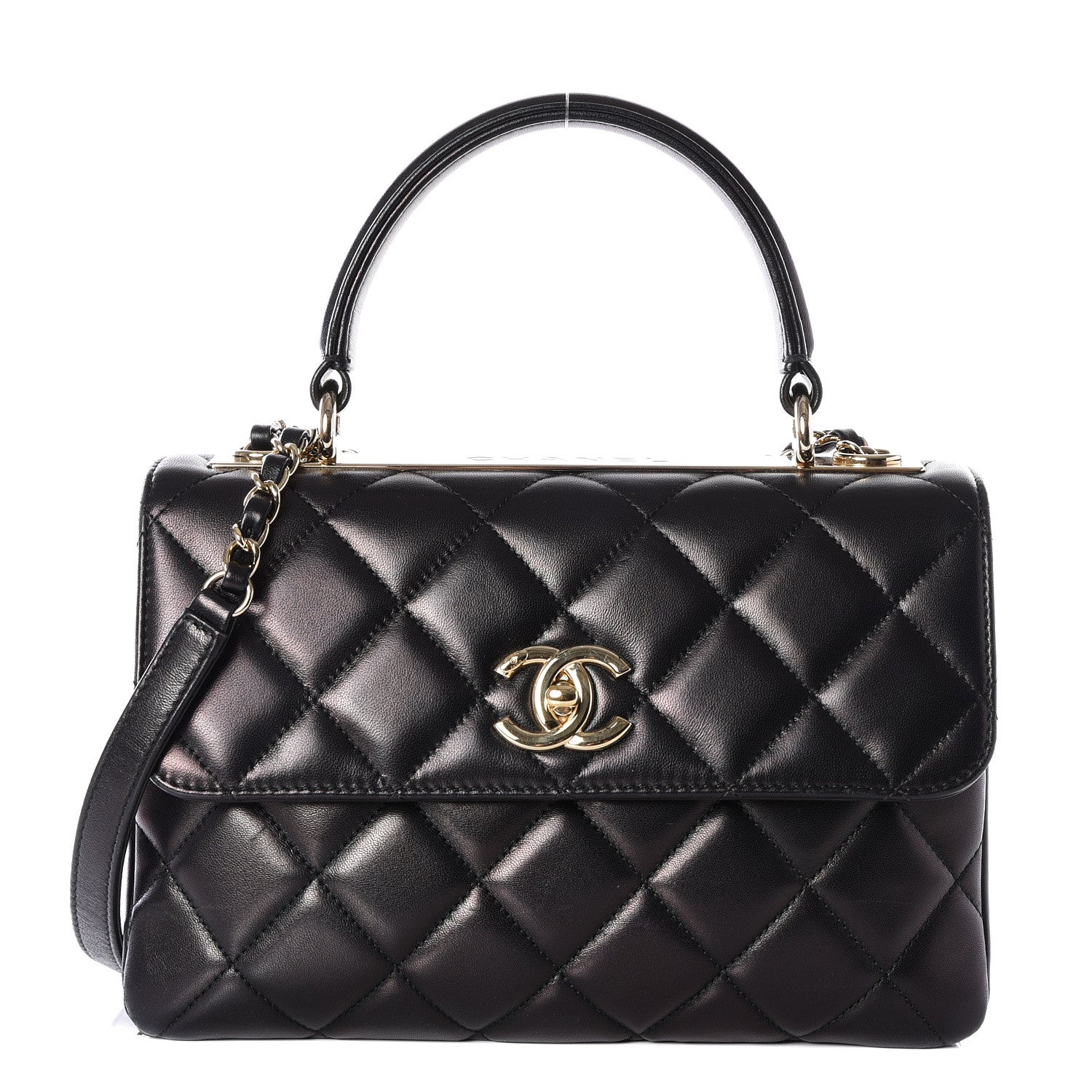 Chanel Lambskin Quilted Small Trendy CC Dual Handle Flap Bag Black 1 of 17