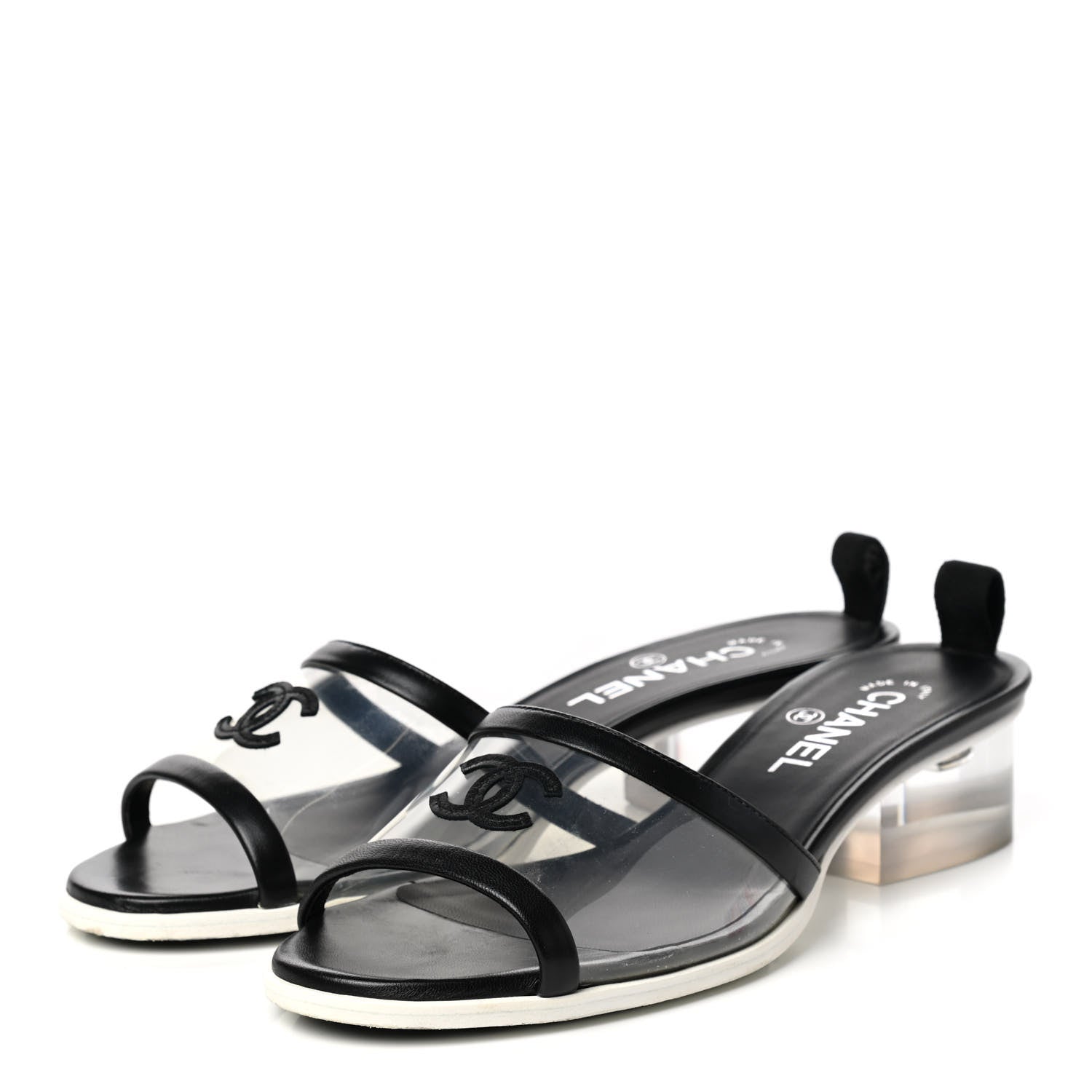 Chanel Lambskin PVC Mule 39.5 Transparent Black 3 of 8
