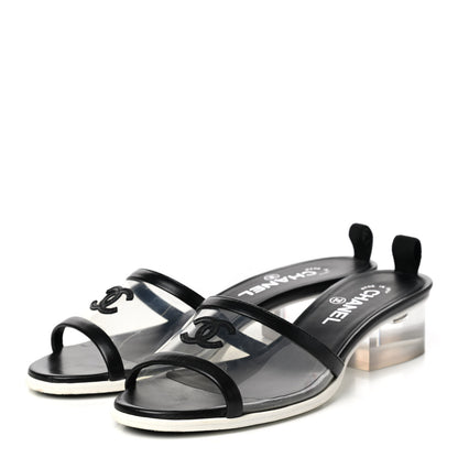 Chanel Lambskin PVC Mule 39.5 Transparent Black 3 of 8