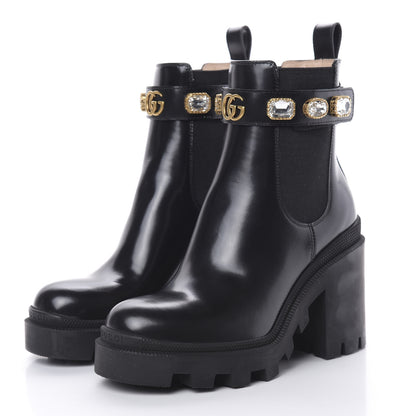 Gucci Calfskin Crystal GG Trip Chelsea Ankle Boots 36 Black 3 of 12