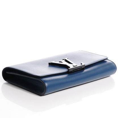 Louis Vuitton Calfskin Louise Clutch Blue 4 of 8