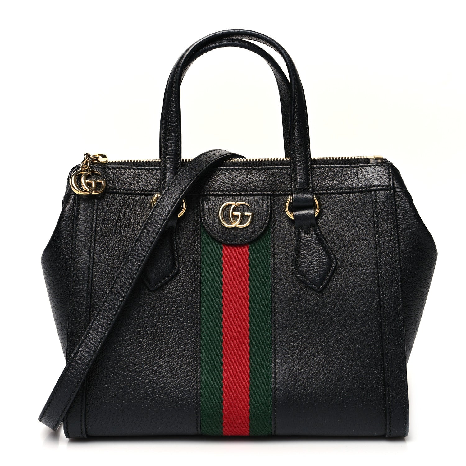 Gucci Textured Calfskin Web Small Ophidia Tote Bag Black 1 of 11
