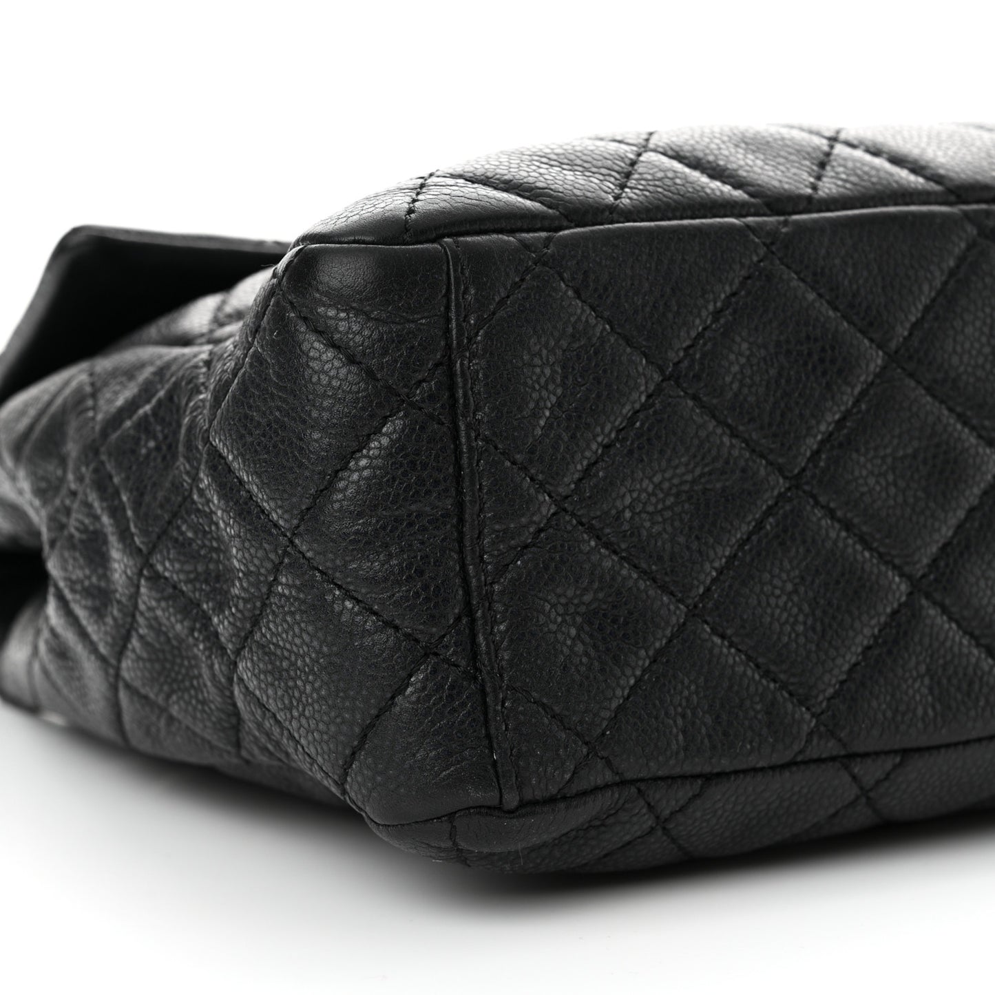 Washed Caviar Quilted Maxi Single Flap Black