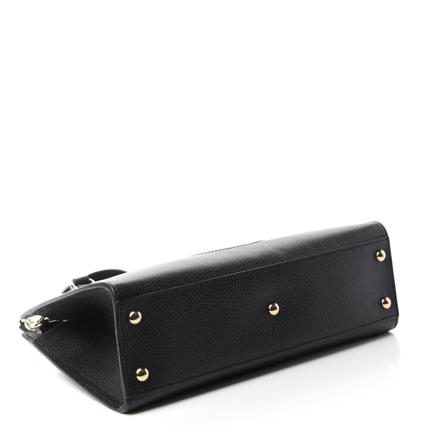 Pebbled Calfskin Medium Soho Top Handle Satchel Black