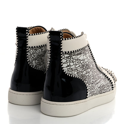 Christian Louboutin Mens Calfskin Lou Spikes Caligraf Orlato Flat Sneakers 36 White Black Silver 4 of 8
