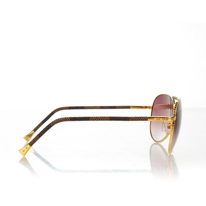 Louis Vuitton Damier Ebene Conspiration Pilote Sunglasses Z0202U Gold 2 of 4