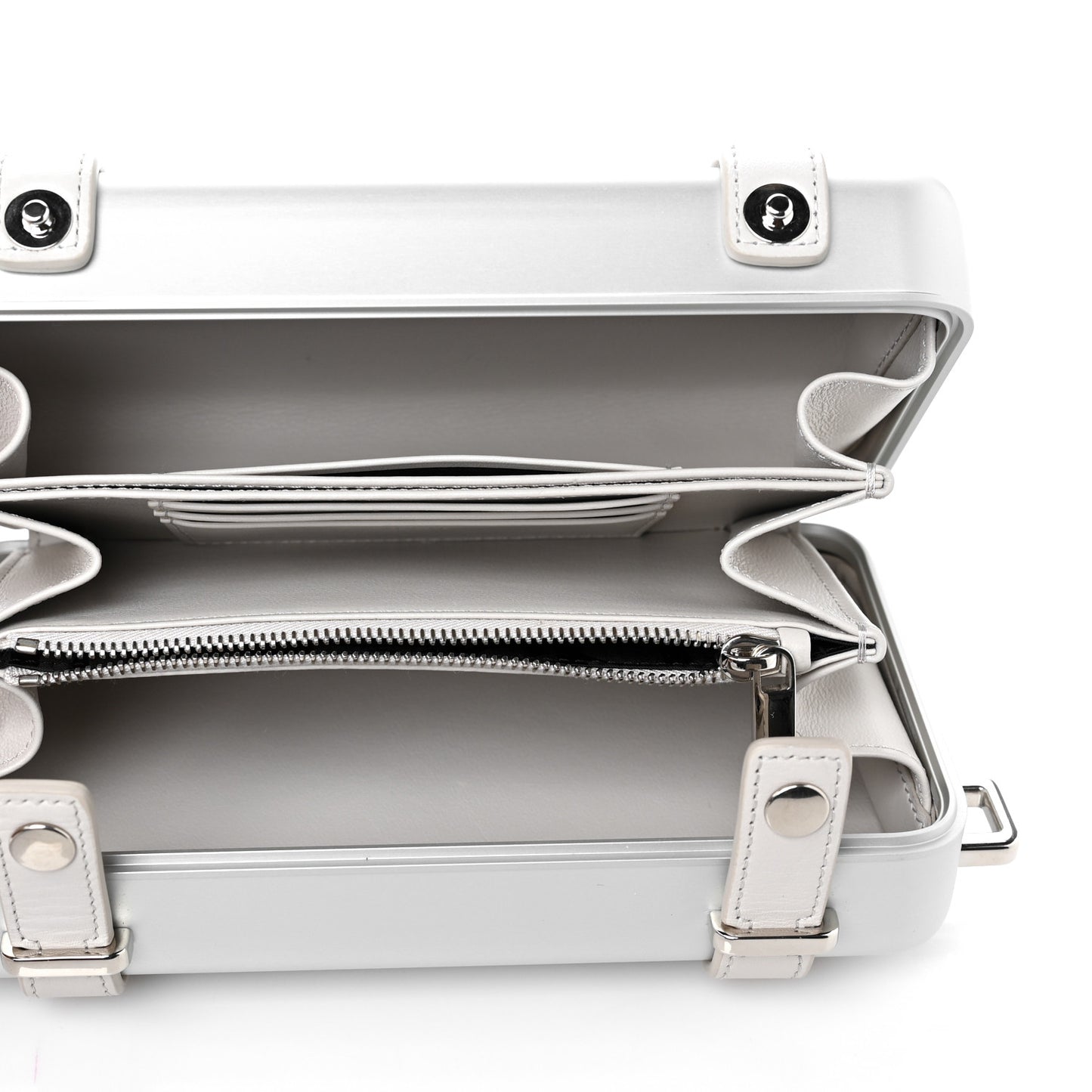 X RIMOWA Aluminum Personal Clutch On Strap Silver