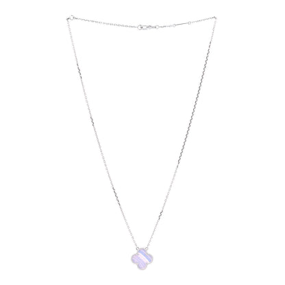 Van Cleef & Arpels 18K White Gold Chalcedony Vintage Alhambra Pendant Necklace 2 of 7