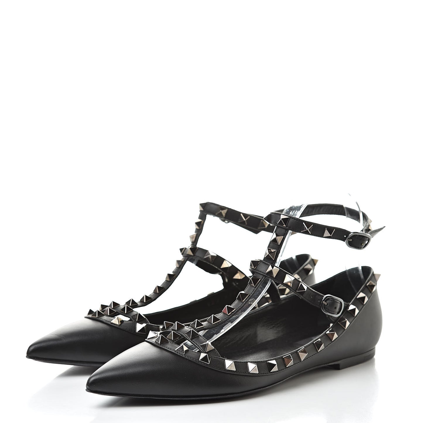 Nappa Rockstud Cage Ballerina Flats 39 Black