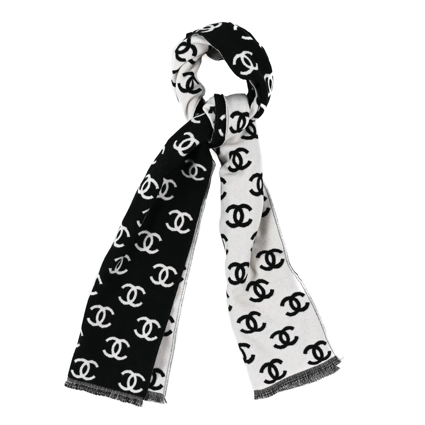 Wool Cashmere CC Scarf Black White