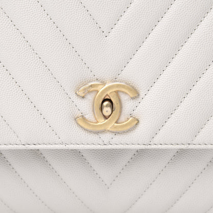 Chanel Caviar Lizard Chevron Quilted Small Coco Handle Flap Ivory 9 of 11