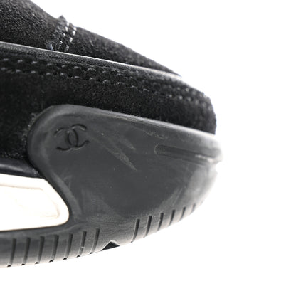 Chanel Suede Calfskin Nylon Grosgrain CC Sneakers 37.5 Black 10 of 12