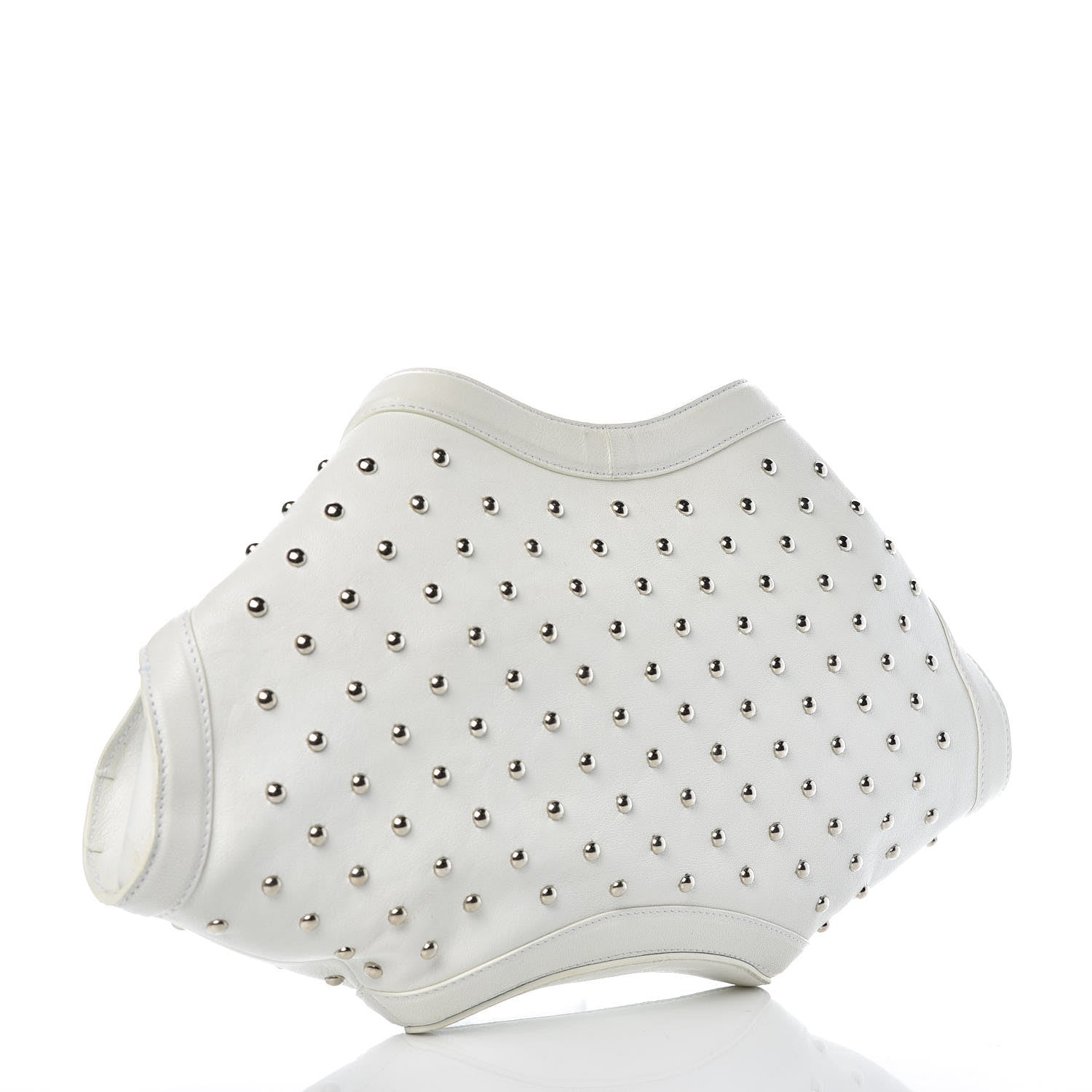 Alexander McQueen Calfskin Studded De Manta Clutch White 3 of 10