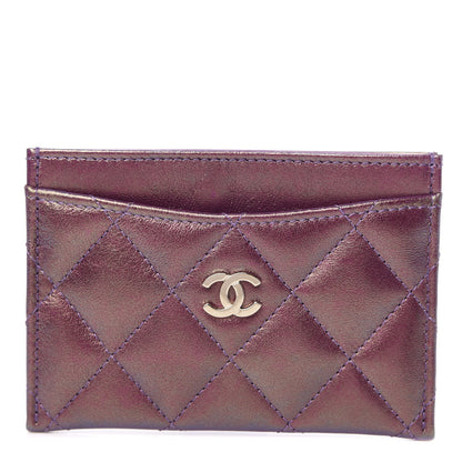 Chanel Iridescent Lambskin Quilted Card Holder Purple 1 of 9