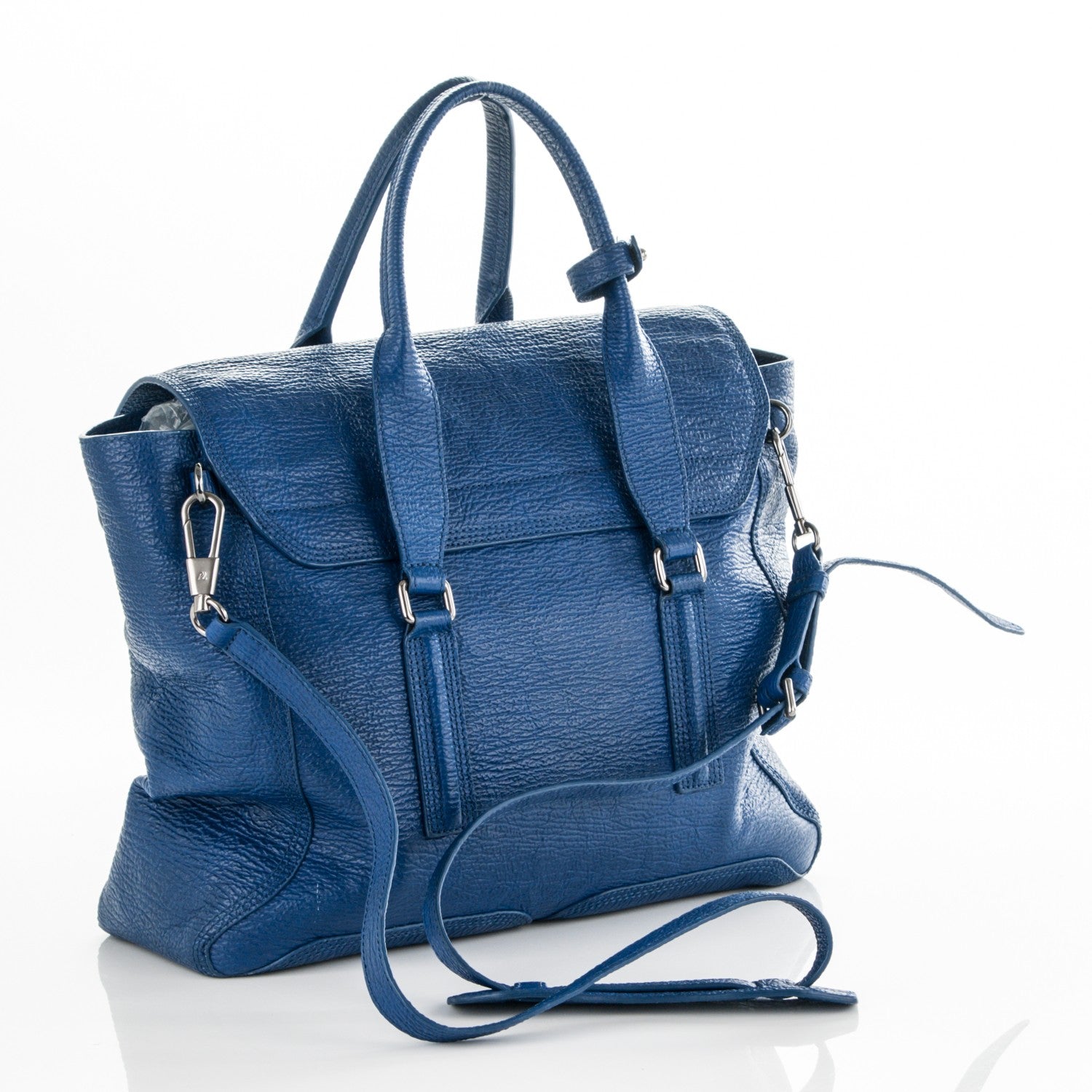 3.1 Phillip Lim 3.1 Textured Calfskin Large Pashli Satchel Cobalt 3 of 6