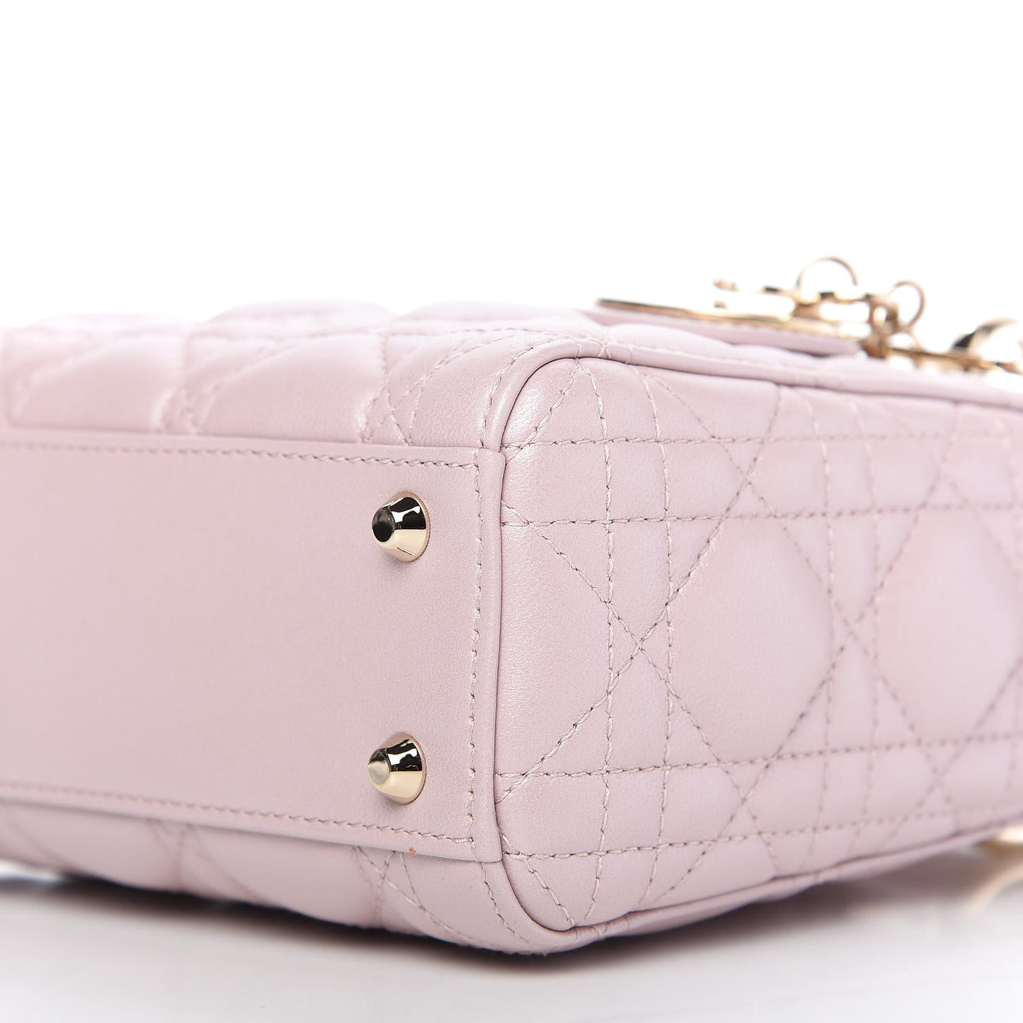 Metallic Lambskin Cannage Mini Lady Dior Lotus