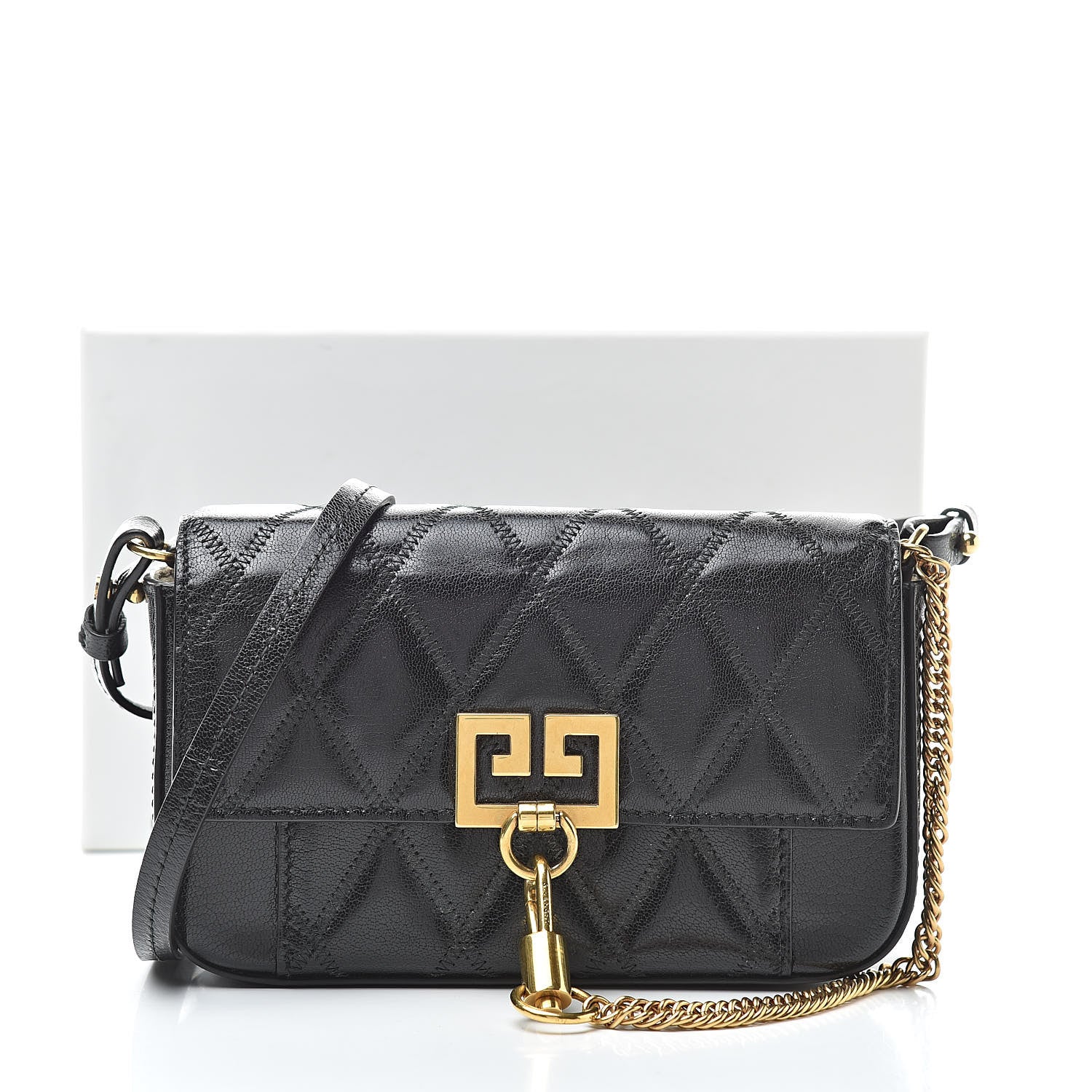 Givenchy Goatskin Quilted GV3 Mini Pocket Convertible Bag Black 10 of 10