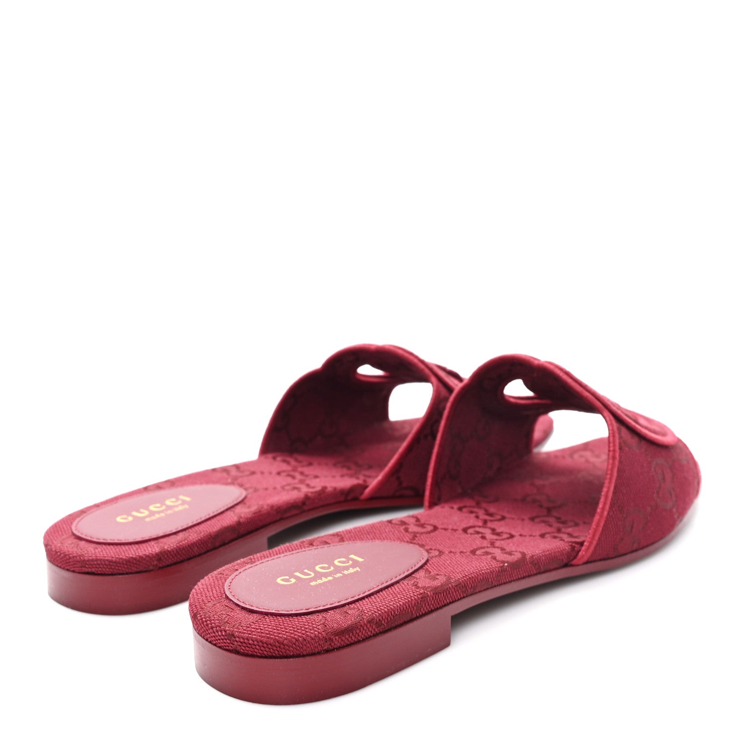 Gucci GG Canvas Interlocking G Cut Out Slide Sandals 37.5 Rosso Ancora 5 of 9