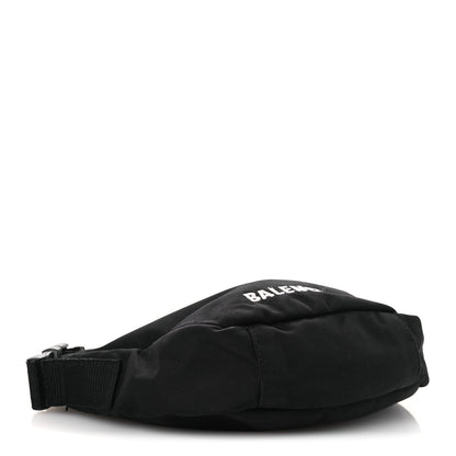 Balenciaga Recycled Sport Nylon Logo Embroidered Wheel Sling Bag Black White 4 of 14