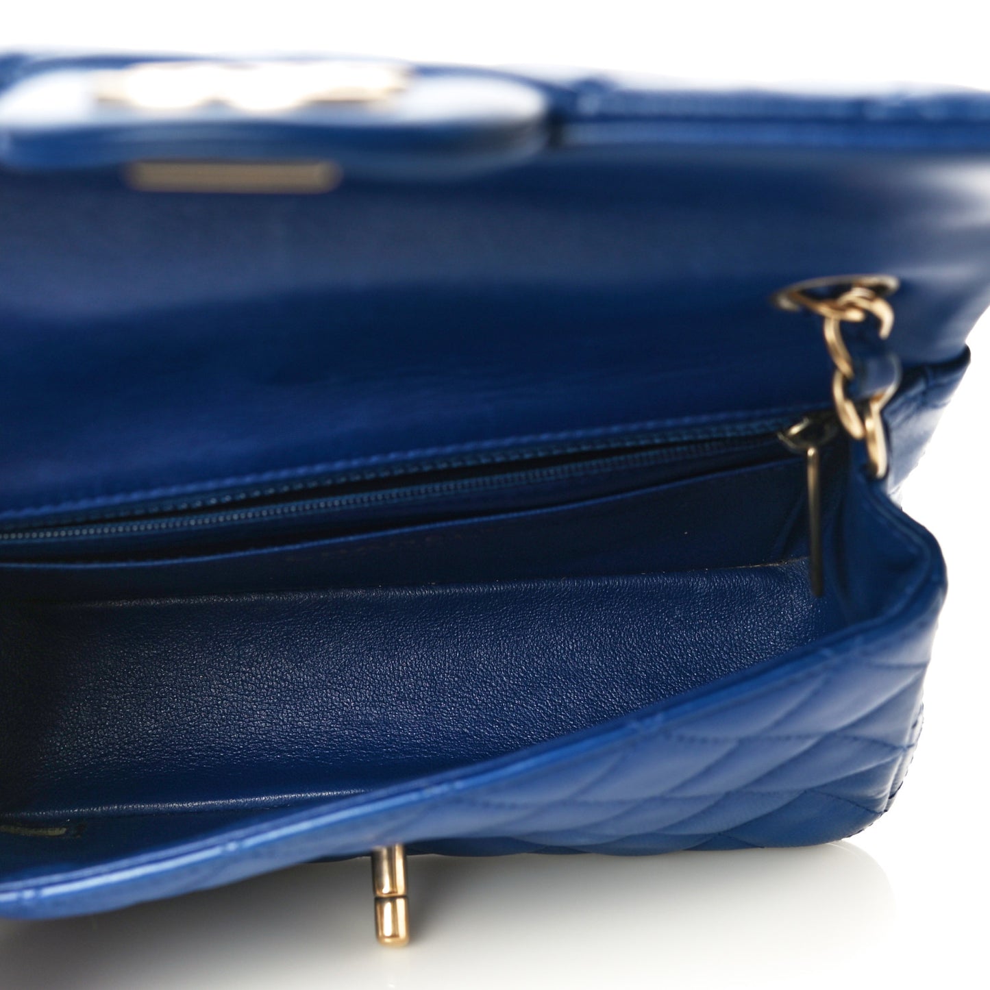 Lambskin Quilted Mini Rectangular Flap Blue
