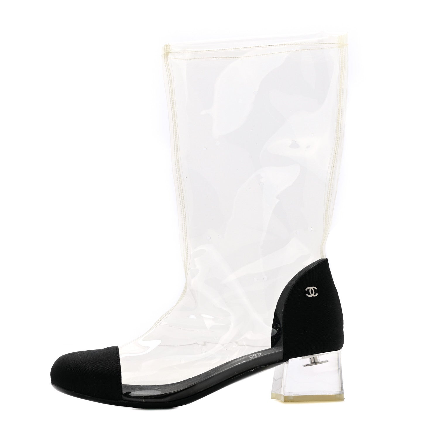 Chanel PVC Grosgrain High Boots 36 Transparent Black 1 of 7