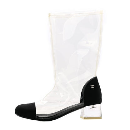 Chanel PVC Grosgrain High Boots 36 Transparent Black 1 of 7