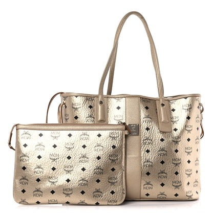 MCM Metallic Visetos Medium Liz Reversible Shopper Tote Gold 1 of 21