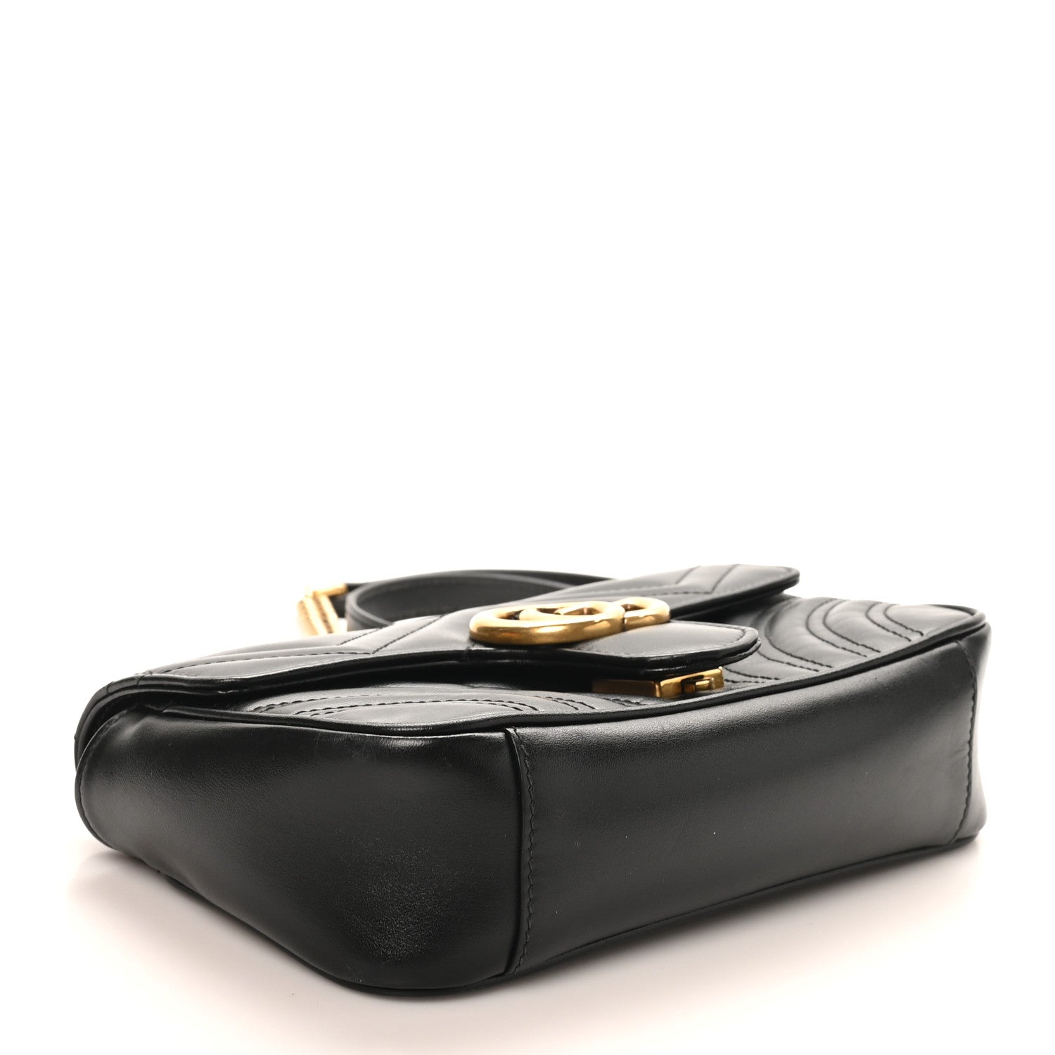 Gucci Calfskin Matelasse Mini GG Marmont Shoulder Bag Black 4 of 11