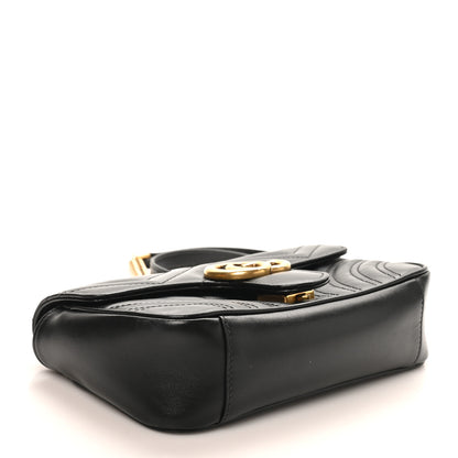 Gucci Calfskin Matelasse Mini GG Marmont Shoulder Bag Black 4 of 11