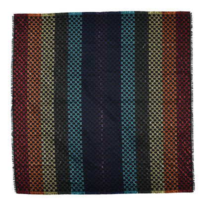 Gucci Viscose Cotton Silk Jacquard GG Monogram Shiny Summer Square Shawl Black Multicolor 1 of 4