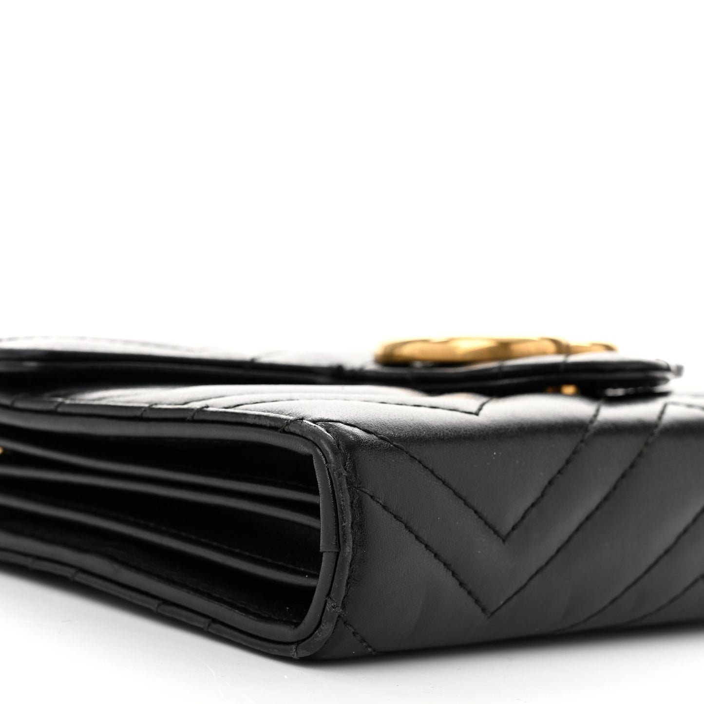Calfskin Matelasse GG Marmont Chain Wallet Black