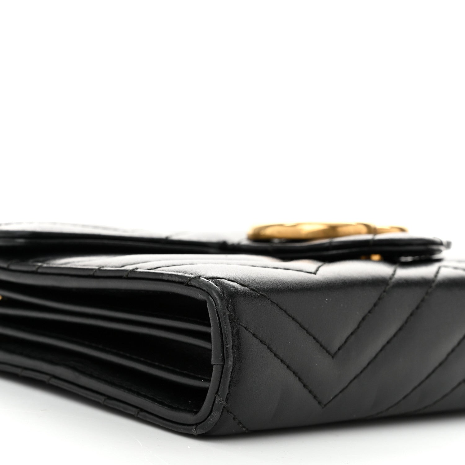 Gucci Calfskin Matelasse GG Marmont Chain Wallet Black 9 of 12