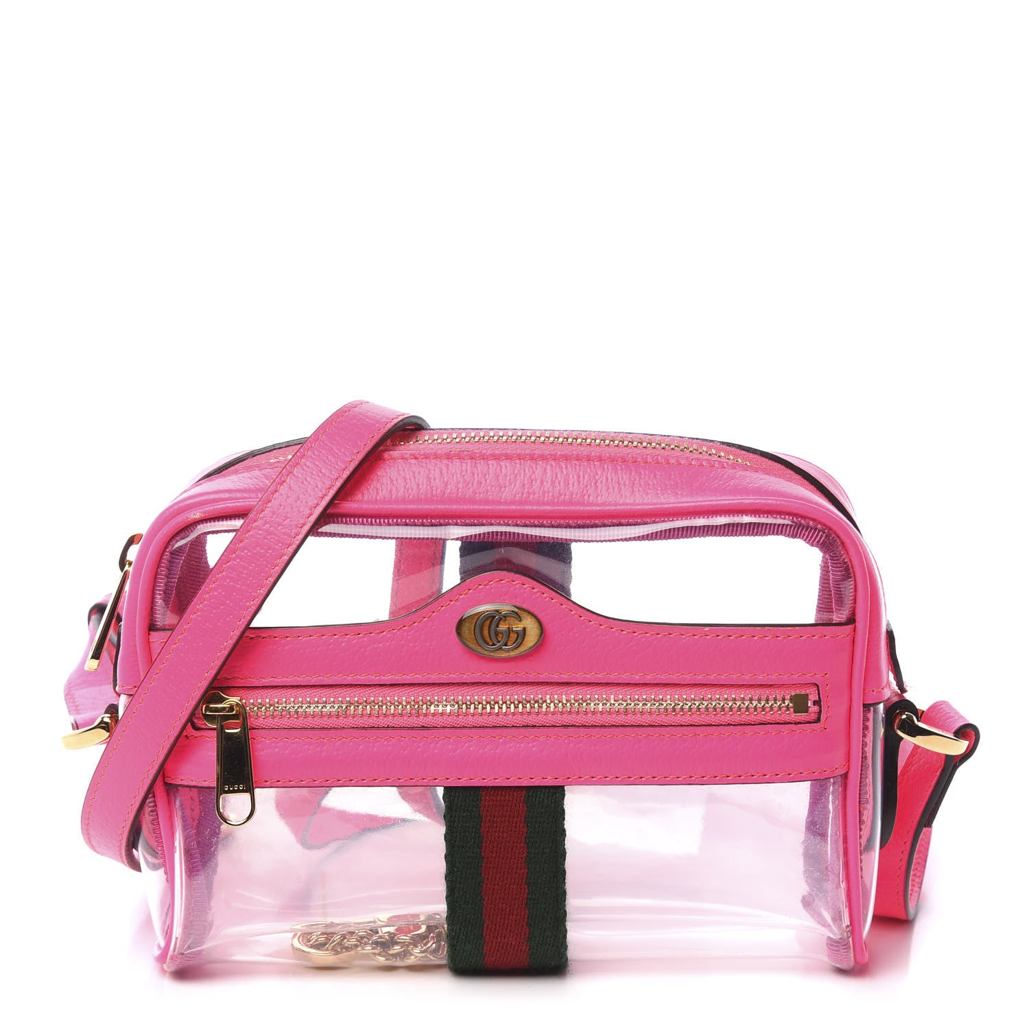 Gucci Vinyl Web Mini Ophidia Transparent Shoulder Bag Fluorescent Fuchsia 1 of 11