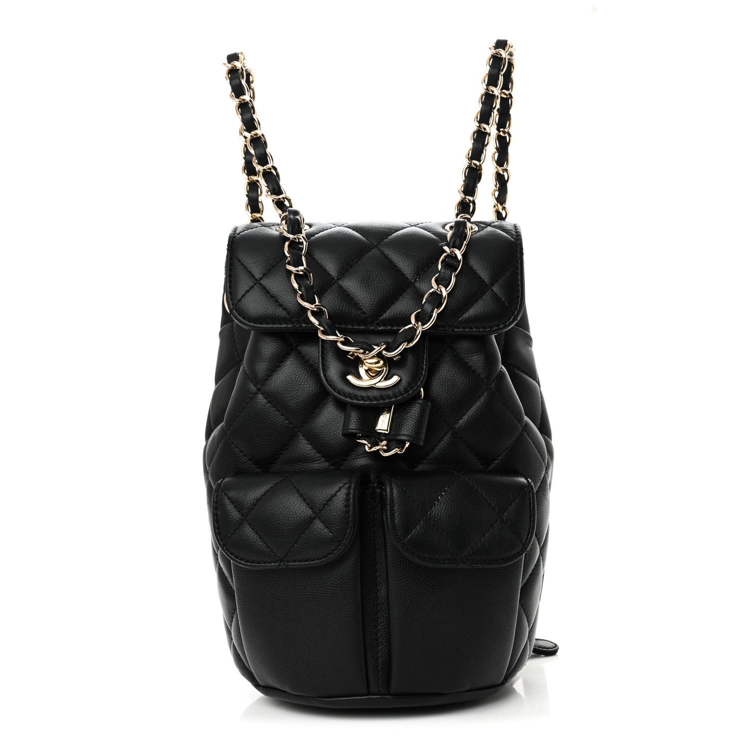 Caviar Quilted Pockets Backpack Black