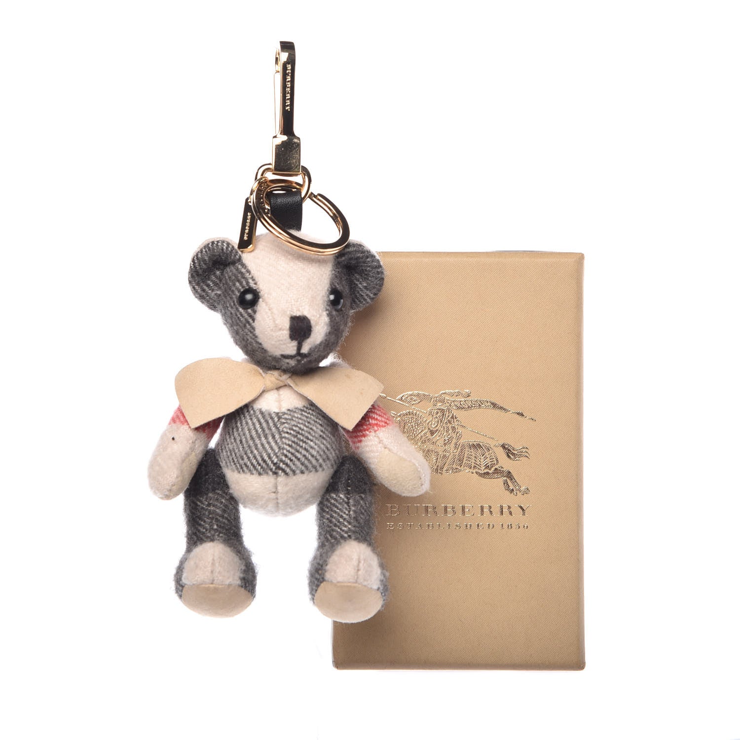 Burberry Cashmere House Check Thomas Bear Bag Charm Camel Gold 3 of 3