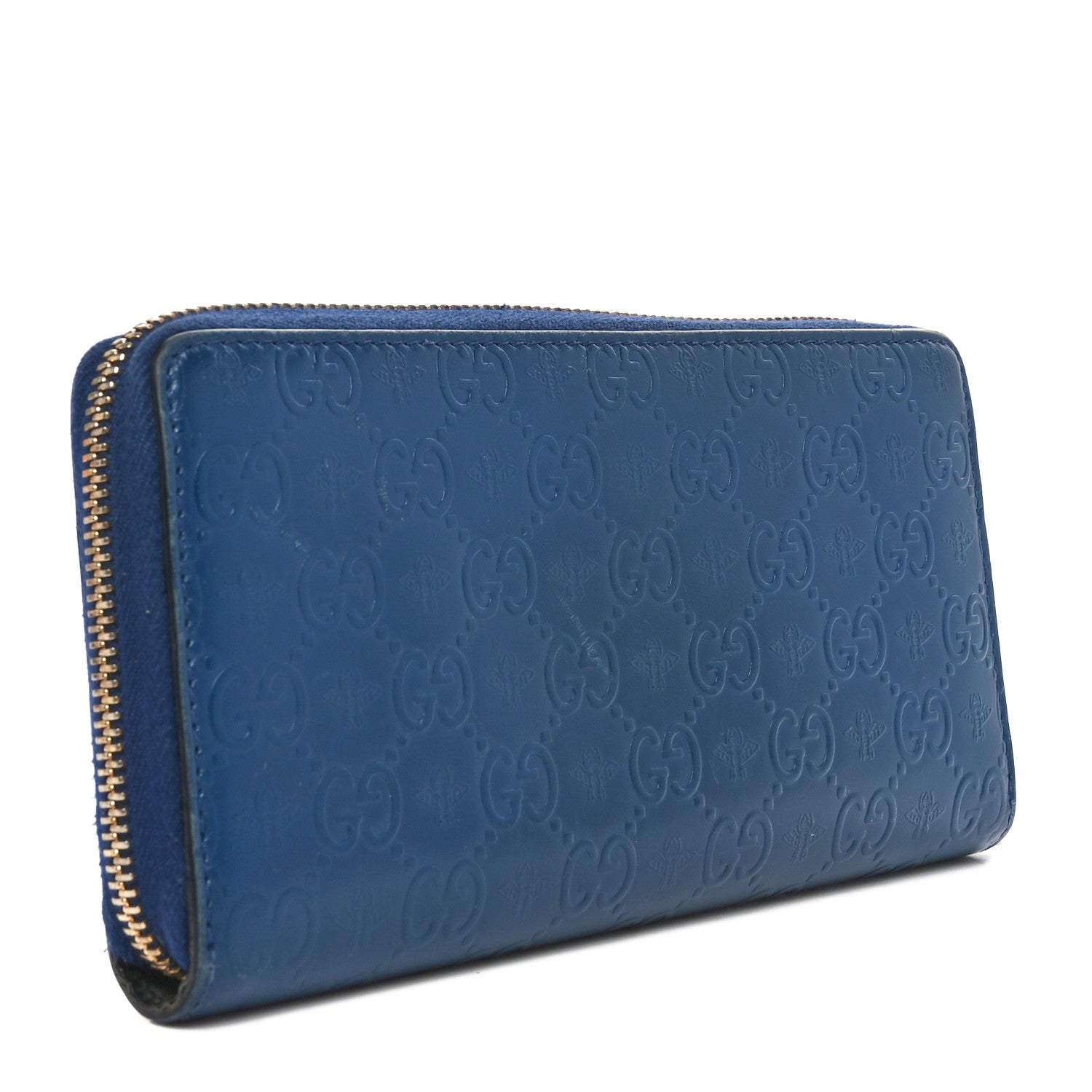 Gucci Guccissima Zip Around Wallet Blue 3 of 10