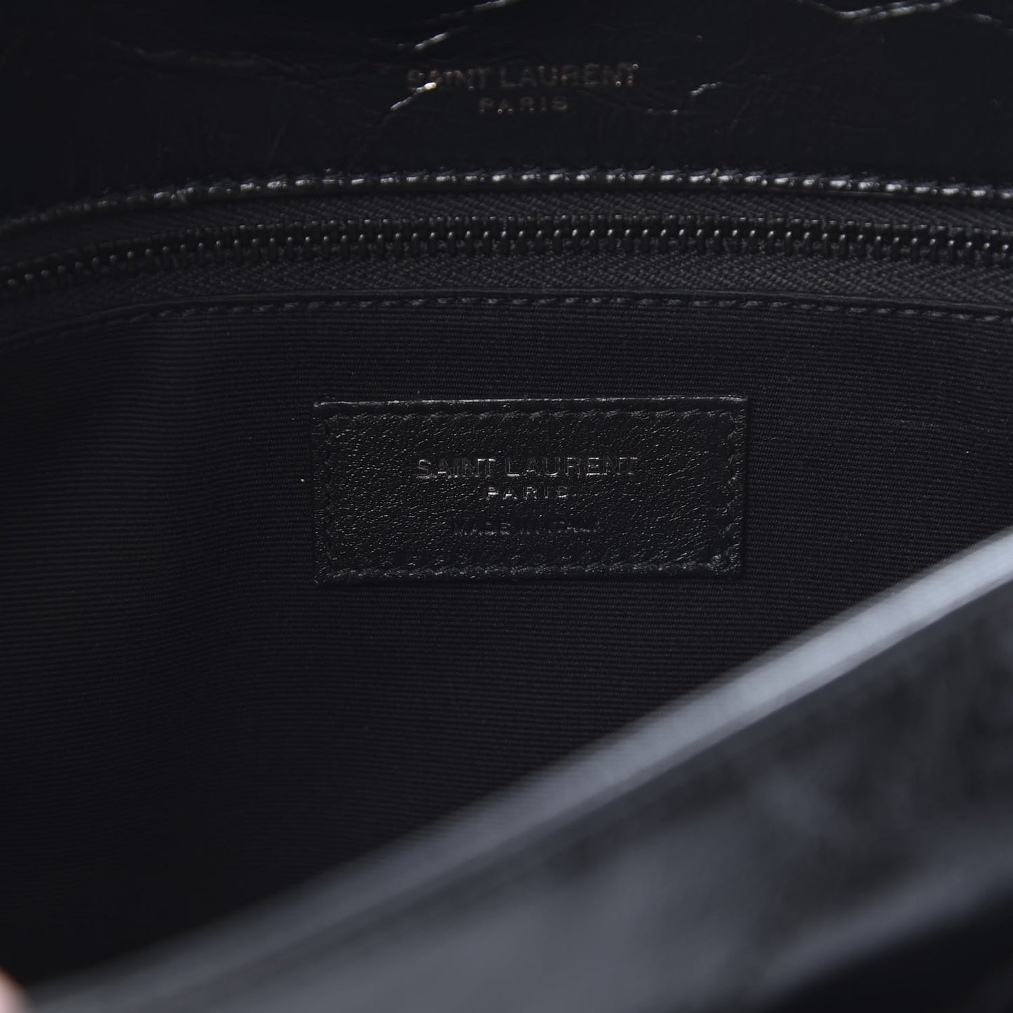 Crinkled Calfskin Matelasse Monogram Medium Niki Chain Satchel Black