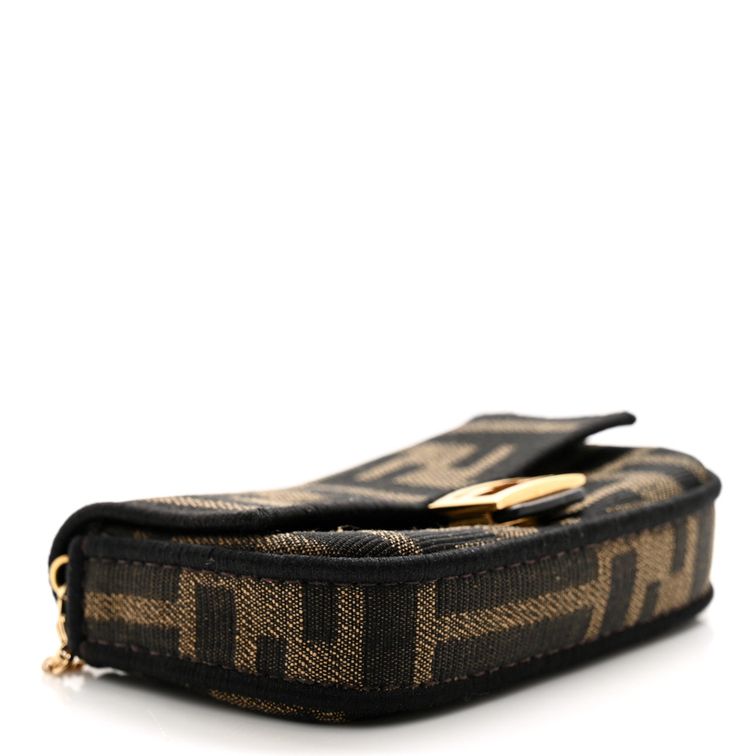 Fendi Fabric Jacquard FF 1974 Nano Baguette Charm Tobacco Moro Black 8 of 10