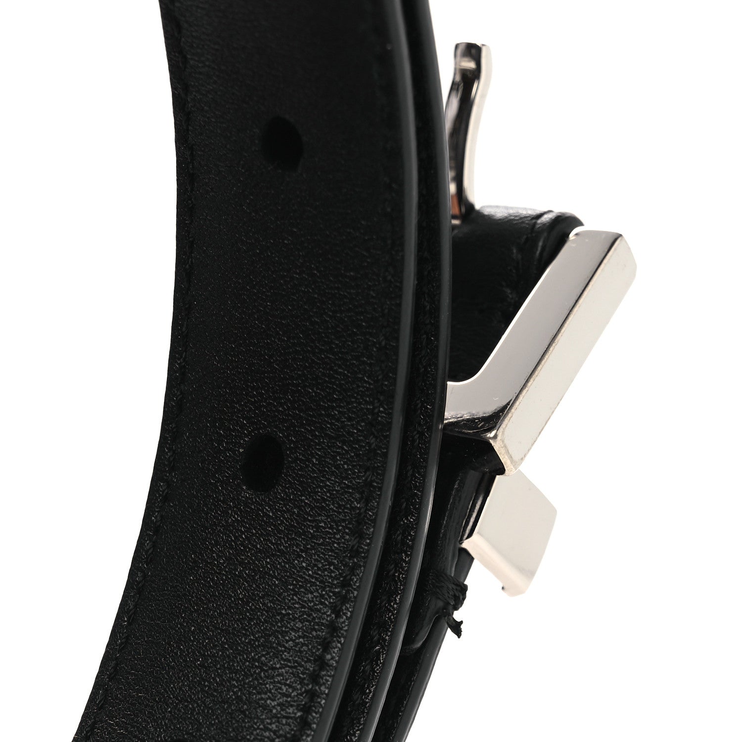 Saint Laurent Smooth Calfskin Monogram Square Buckle Belt 80 32 Black 7 of 8