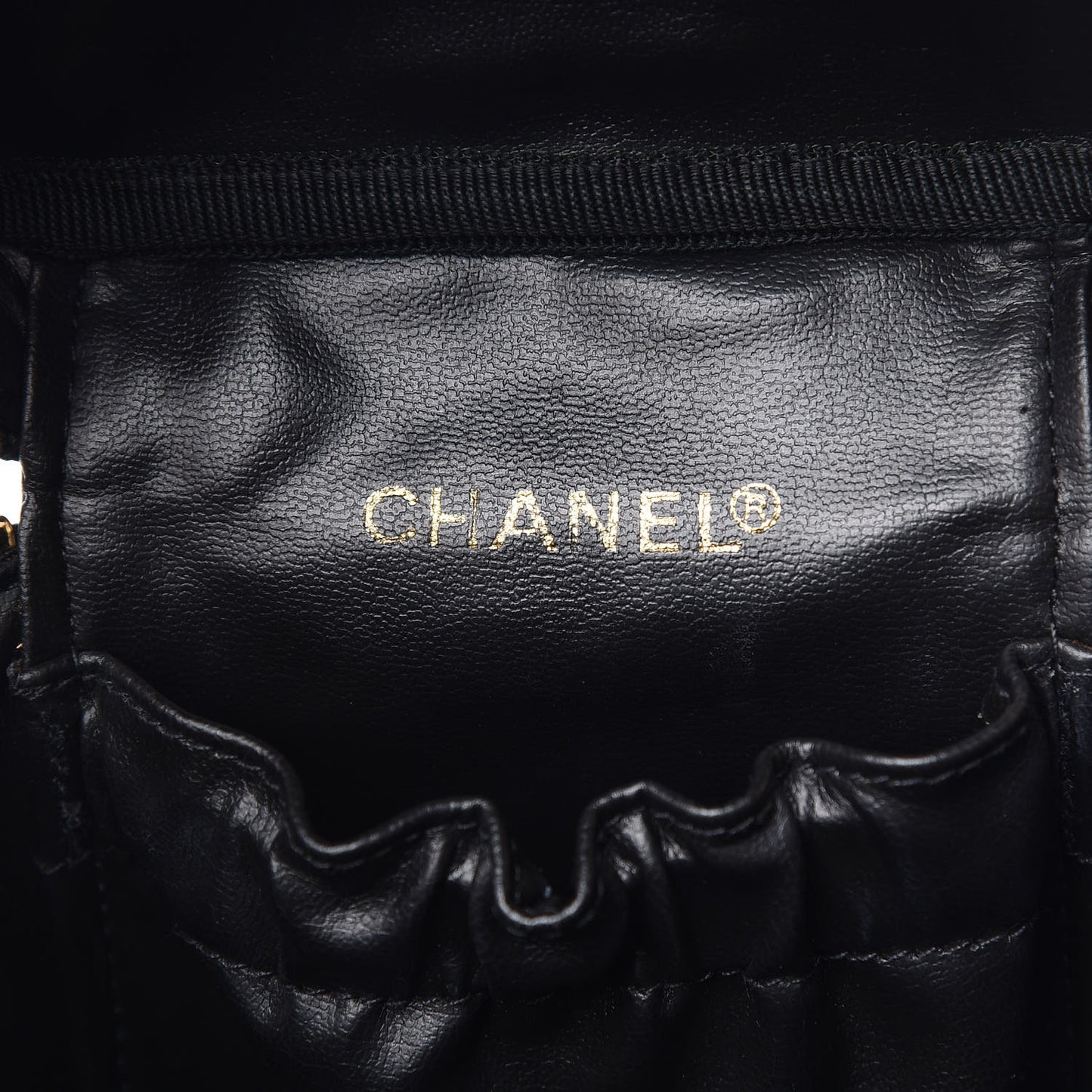 Lambskin Vanity Cosmetic Case Black