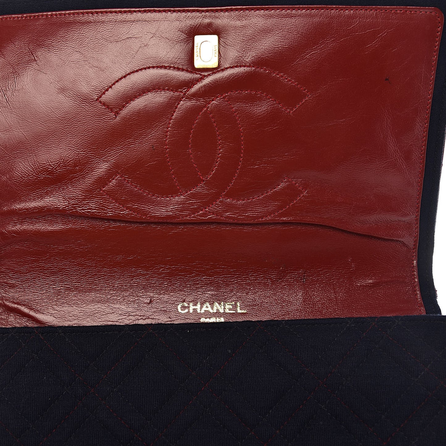 Jersey Lambskin Quilted Single Flap Dark Red Blue