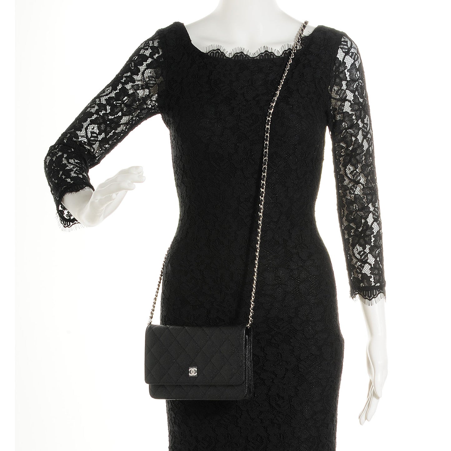 Caviar Quilted Wallet On Chain WOC Black
