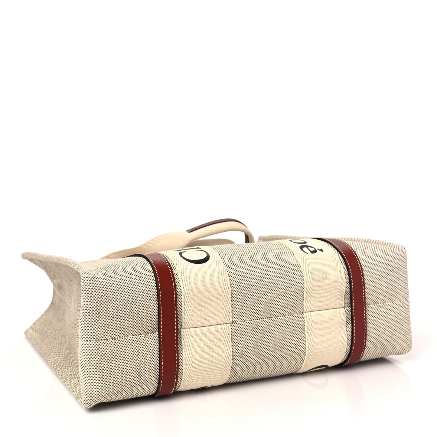 Cotton Calfskin Medium Woody Ribbon Tote White Brown