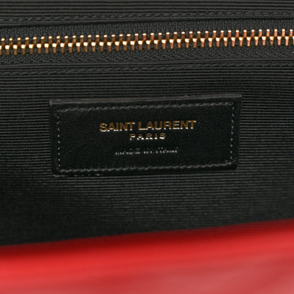 Saint Laurent Grain De Poudre Matelasse Chevron Large Monogram Satchel Lipstick Red 7 of 10