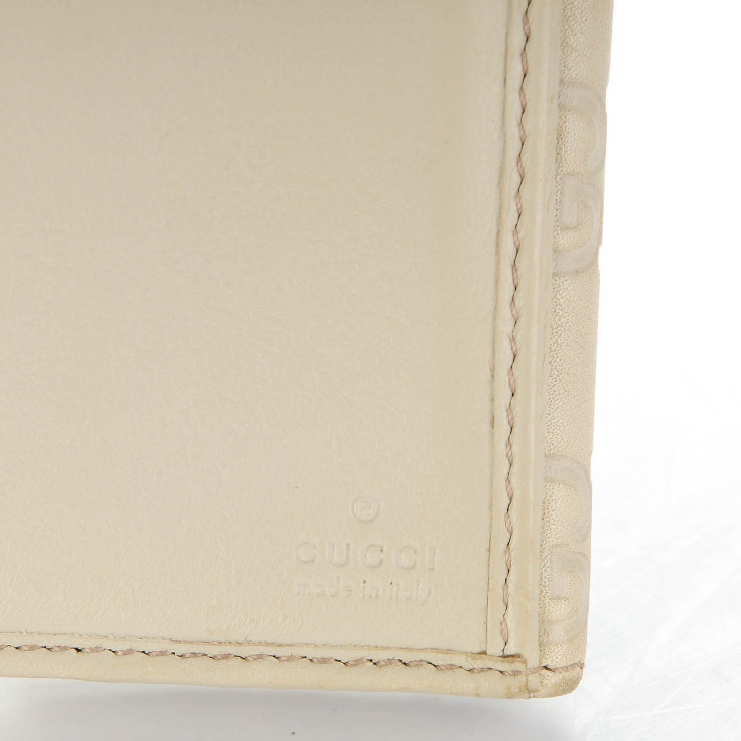 Guccissima Margaux Calfskin Icon Bar Continental Flap Wallet Mystic White