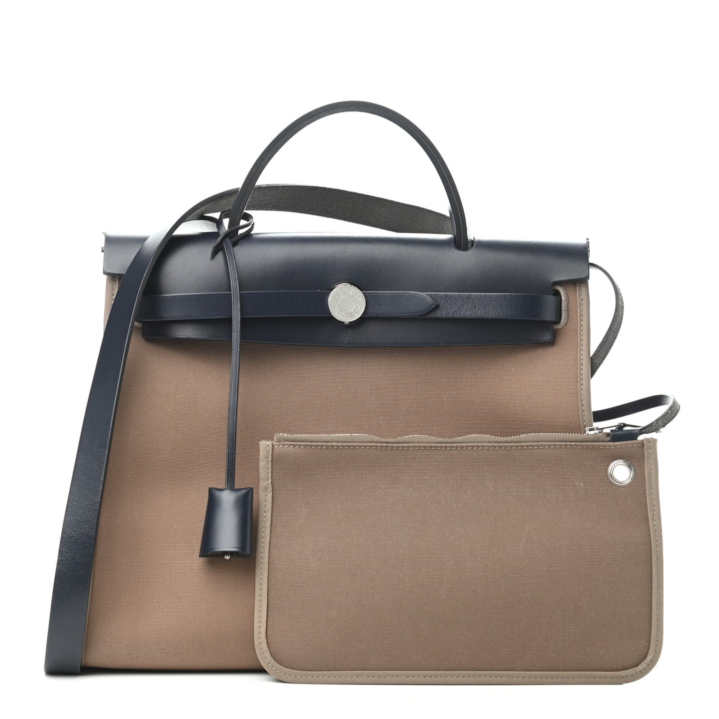 Vache Hunter Toile Herbag Zip 31 PM Etoupe Bleu Indigo