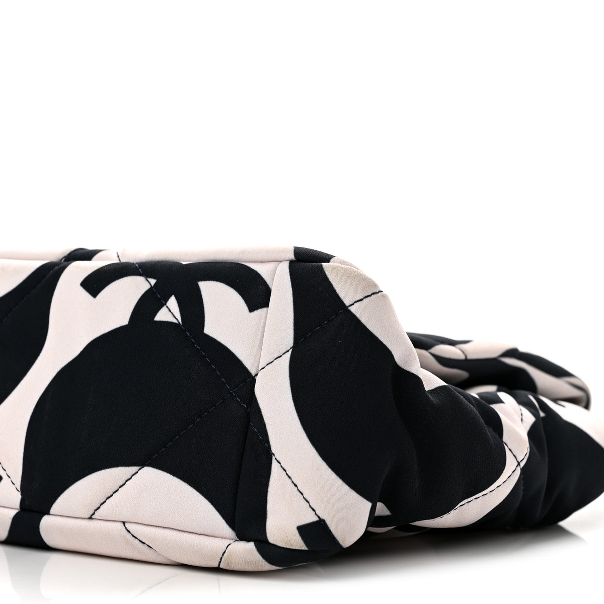 Fabric Printed Large Chanel 19 Flap Black Ecru