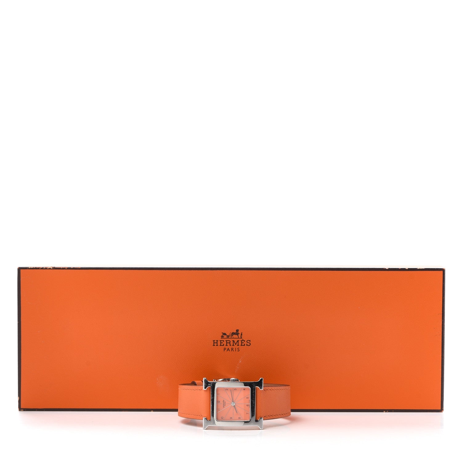 Hermes Stainless Steel Swift 26mm Heure H Hour Quartz Watch Orange 5 of 5